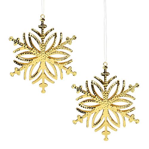 Floristik24 Metaal sneeuwvlok goud 10cm 4st
