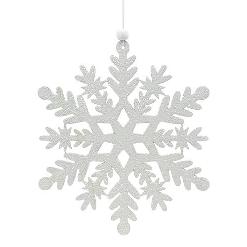 Floristik24 Sneeuwvlok wit met mica 20cm 4st