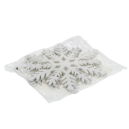 Floristik24 Sneeuwvlok wit met mica 20cm 4st