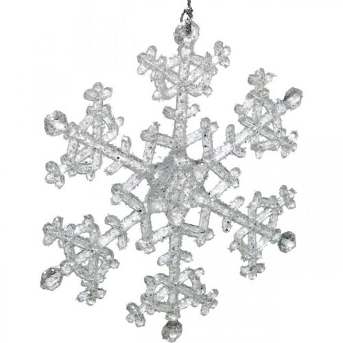 Artikel Decoratieve sneeuwvlok, winterdecoratie, ijskristal om op te hangen, kerst H10cm W9.5cm plastic 12st
