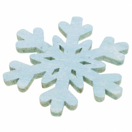 Floristik24 Strooidecoratie sneeuwvlok blauw/grijs/wit 4cm 72 st