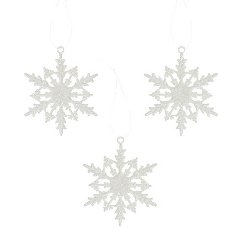 Floristik24 Sneeuwvlok om op te hangen 7cm wit met glitters 36st