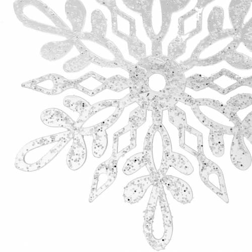 Artikel Sneeuwvlok om op te hangen 14,5cm transparant, glitter 12st