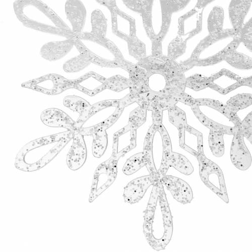 Floristik24 Sneeuwvlok om op te hangen 14,5cm transparant, glitter 12st