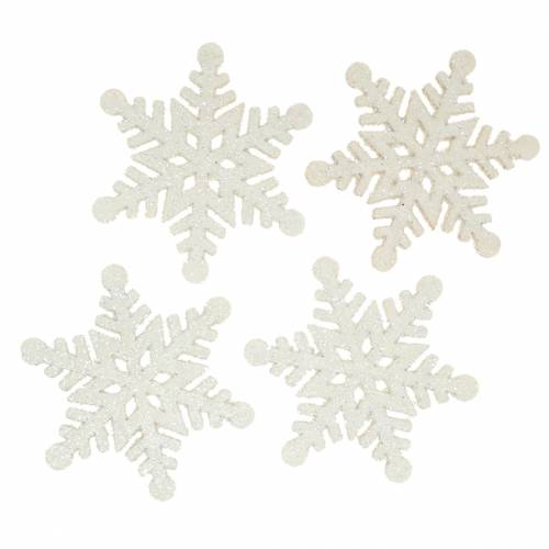 Strooidecoratie sneeuwvlok glitter wit 5cm 48st