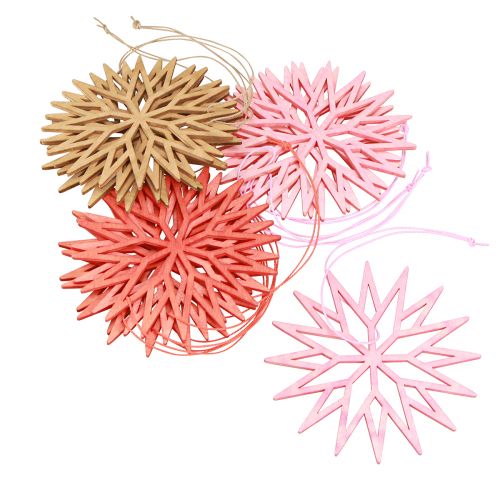 Artikel Sneeuwvlokdecoratie houten boomdecoratie oranje 10cm 12 st