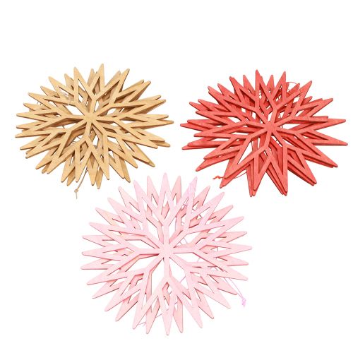 Artikel Sneeuwvlok decoratieve houten boomdecoratie oranje 15cm 8 st