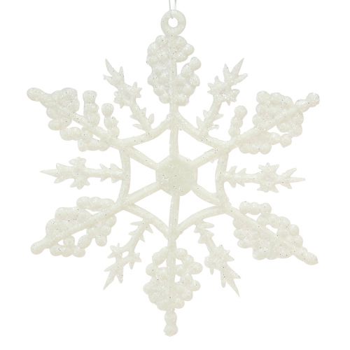 Floristik24 Sneeuwvlokdecoratie witte glitter ijskristallen 10cm 12 st