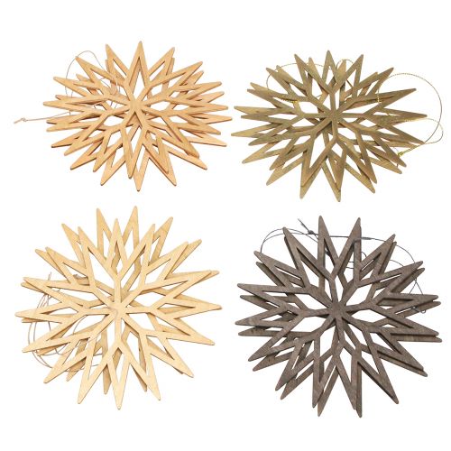 Artikel Sneeuwvlokken Houten Decoratieve Kerstboomversiering Bruin 15cm 8 st