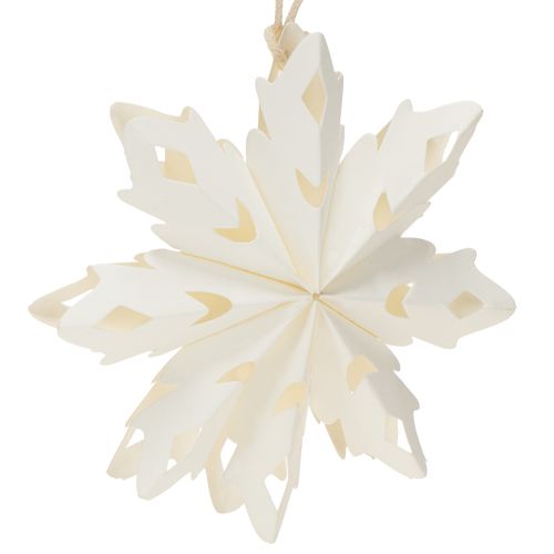 Artikel Sneeuwvlokpapierdecoraties om op te hangen, wit, 10 cm, 4 stuks