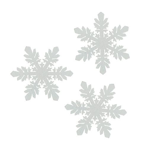 Floristik24 Houten sneeuwvlokken wit Ø3.7cm 48st
