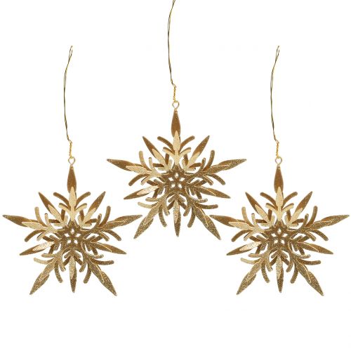 Floristik24 Sneeuwkristal goud 3D 13cm x 12,5cm 3st