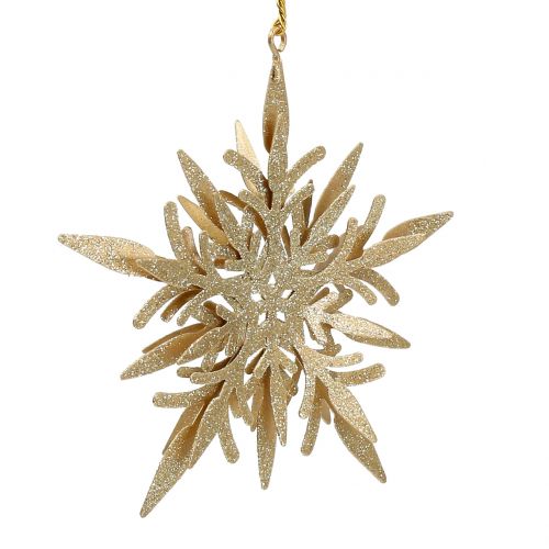 Floristik24 Sneeuwkristal goud 3D 13cm x 12,5cm 3st