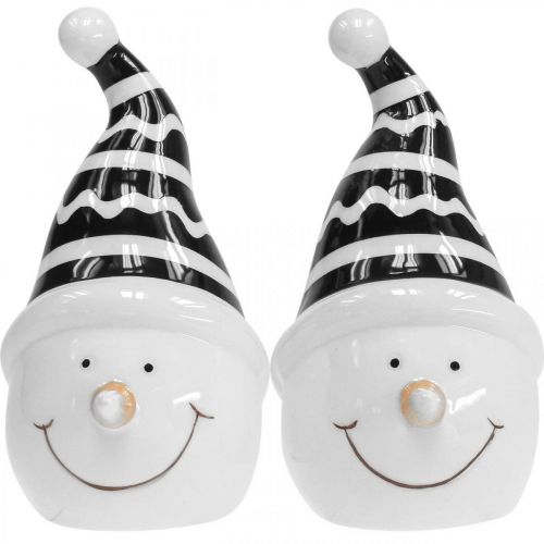 Artikel Sneeuwpop figuur deco keramiek zwart wit 12,5cm 3st