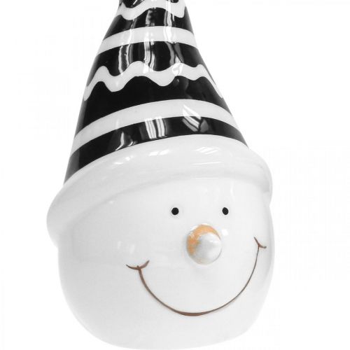 Artikel Sneeuwpop figuur deco keramiek zwart wit 12,5cm 3st