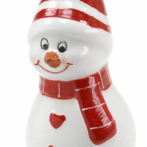 Floristik24 Kerstdecoratie sneeuwpop keramiek 10cm rood, wit 2st
