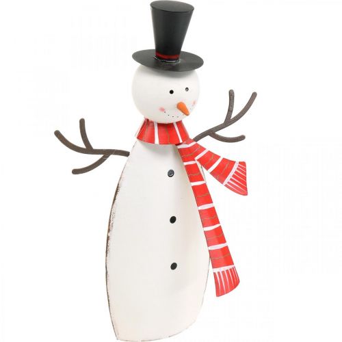 Floristik24 Kerstdecoratie, sneeuwpop met sjaal, metalen decoratie voor de winter H33cm