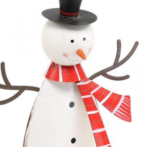 Floristik24 Kerstdecoratie, sneeuwpop met sjaal, metalen decoratie voor de winter H33cm