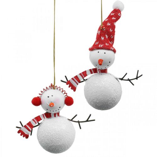 Floristik24 Kerstboomversiering sneeuwpop om op te hangen metaal 8.5 / 13cm 4st