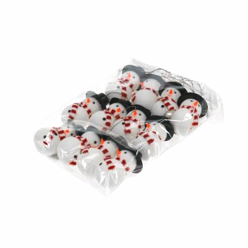 Floristik24 Kerstboomdecoratie sneeuwpop met hoed om op te hangen H8cm 12st