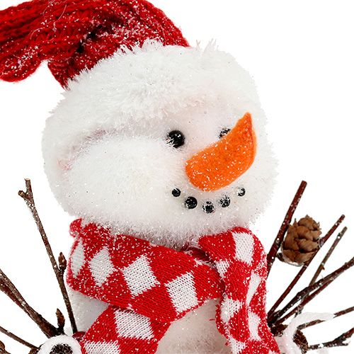 Artikel Sneeuwpop wit-rood stroomden 24cm