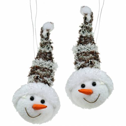 Artikel Decoratief hangend sneeuwpophoofd 9cm x 6cm 6st