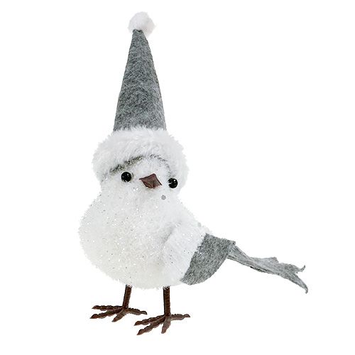 Floristik24 Sneeuwvogel met kap 18cm wit, grijs 3st