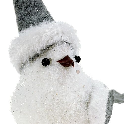 Floristik24 Sneeuwvogel met kap 18cm wit, grijs 3st