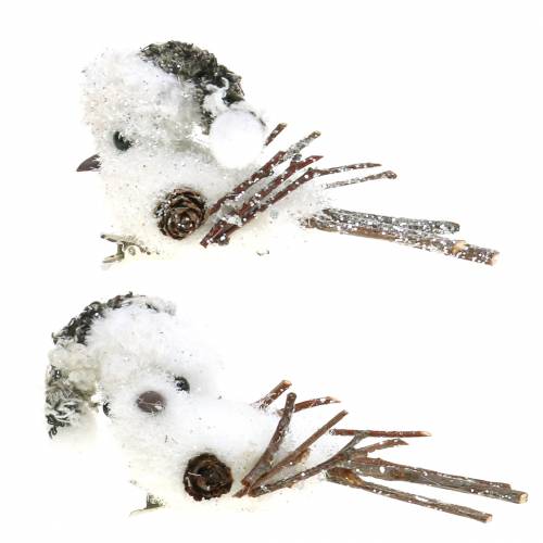 Floristik24 Sneeuwvogel op clip 8cm x 6,5cm 6 st