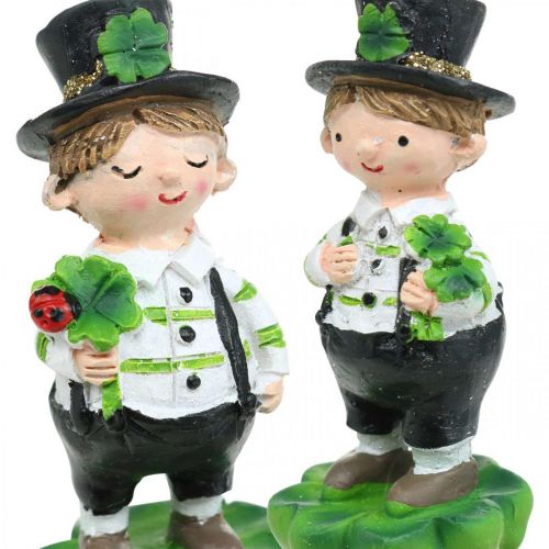 Artikel Schoorsteenveger met klaver, stekker voor oudejaarsavond, geluksbrenger, St Patrick&#39;s Day L27cm 4 stuks