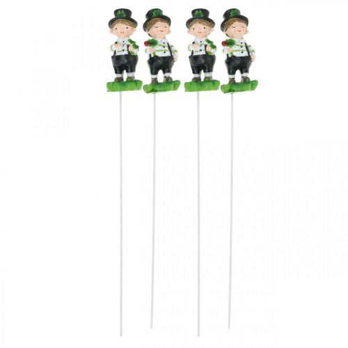 Artikel Schoorsteenveger met klaver, stekker voor oudejaarsavond, geluksbrenger, St Patrick&#39;s Day L27cm 4 stuks