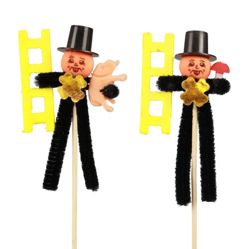 Artikel Schoorsteenveger bloempluggen, oudejaarsdecoratie L17cm H8cm 36 stuks