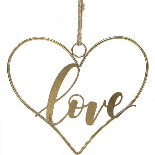 Artikel Belettering Liefde hart deco metaal goud om op te hangen 27cm