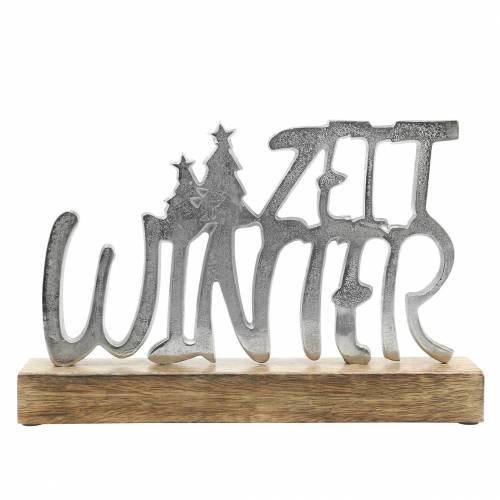 Floristik24 "Wintertime" tafeldecoratie, metaal, mangohout, zilver 33 × 22cm