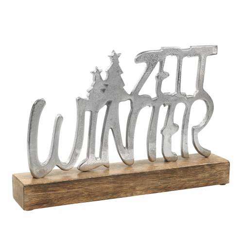 Floristik24 "Wintertime" tafeldecoratie, metaal, mangohout, zilver 33 × 22cm