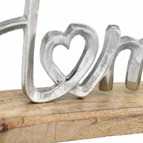 Floristik24 Tafeldecoratie &quot;Home&quot; op houten onderstel Mango, natuurlijk metaal, zilver 32 × 17 × 7cm