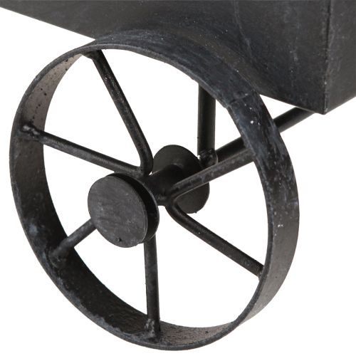 Artikel Kruiwagen decoratieve metalen plantenbak antraciet L37cm