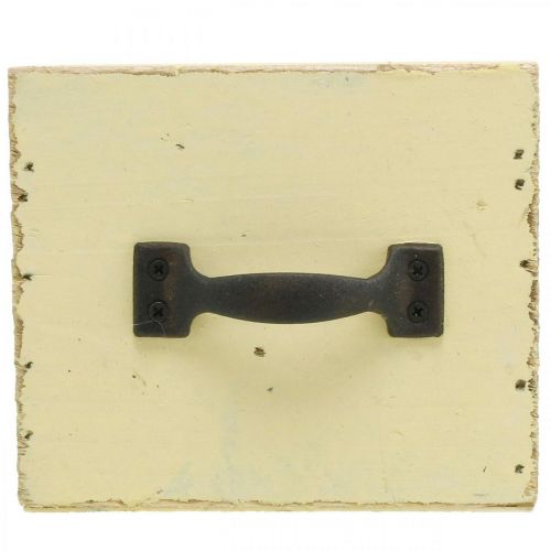 Artikel Shabby decoratieve lade voor het planten van geel hout 12,5 × 12,5 × 10 cm