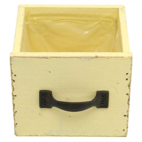 Artikel Shabby decoratieve lade voor het planten van geel hout 12,5 × 12,5 × 10 cm