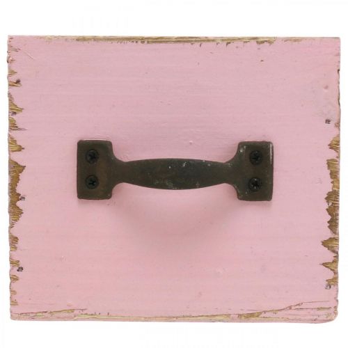 Floristik24 Decoratieve lade voor het planten van roze hout shabby chic 12,5×12,5×10cm