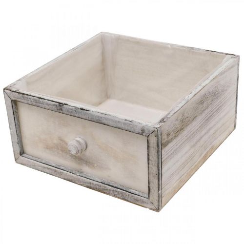Artikel Plantenbak houten lade antiek look crème 24/20/16/12cm set van 4