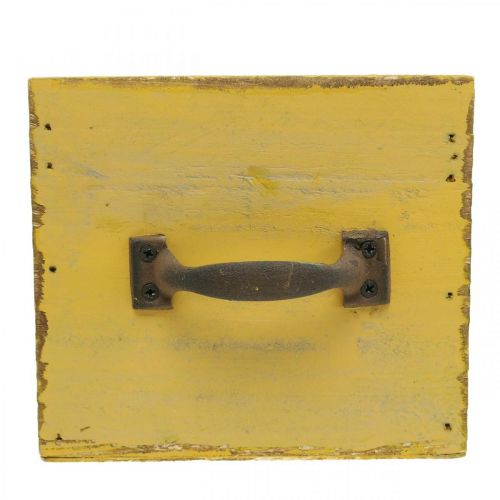 Floristik24 Decoratieve lade vintage plantenbak hout geel 12,5×12,5×11cm