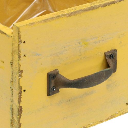 Floristik24 Decoratieve lade vintage plantenbak hout geel 12,5×12,5×11cm