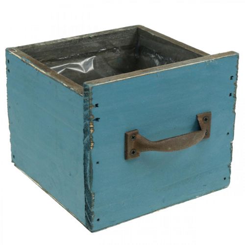 Floristik24 Plantenlade blauw hout decoratie shabby chic 12,5×12,5×11cm