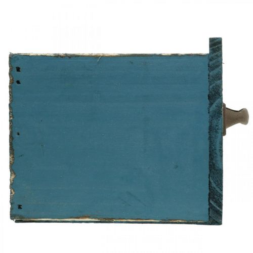 Floristik24 Plantenlade blauw hout decoratie shabby chic 12,5×12,5×11cm