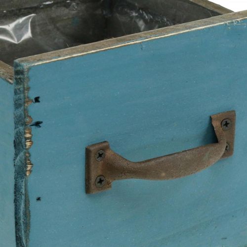 Floristik24 Plantenlade blauw hout decoratie shabby chic 12,5×12,5×11cm
