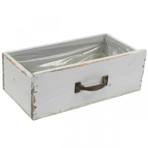 Floristik24 Plantenbak Houten Lade Shabby Chic Grijs 25x13x9cm