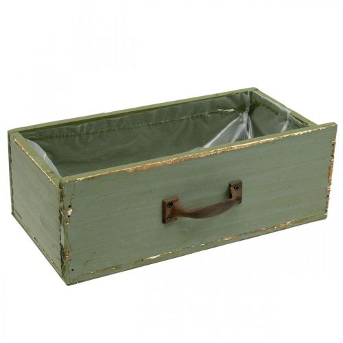 Floristik24 Plantenbak decoratieve lade hout shabby chic groen 25x13x9cm