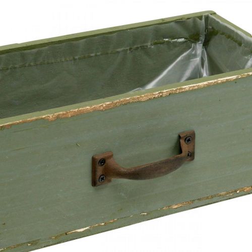 Floristik24 Plantenbak decoratieve lade hout shabby chic groen 25x13x9cm