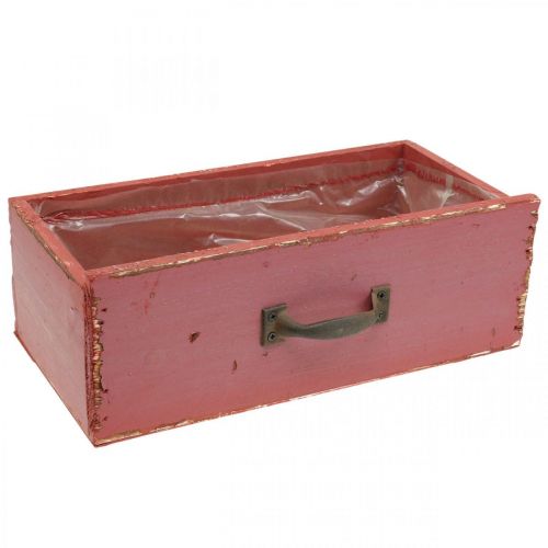 Floristik24 Plantenbak Houten Lade Shabby Chic Rood 25x13x9cm
